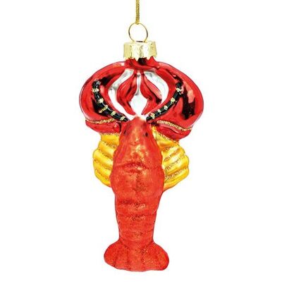 Weihnachtshänger Lobster aus Glas, Rot (B/H/T) 5x10x3cm