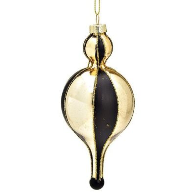 Weihnachtshänger Zapfen aus Glas, Schwarz./Gold (B/H/T) 6x14x6cm