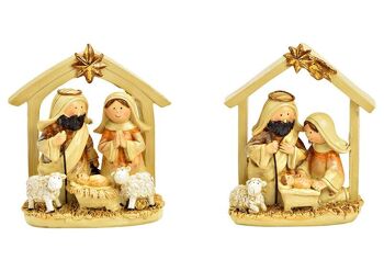 Crèche de Noël en poly crème, 2 volets, (L/H/P) 10x11x5cm