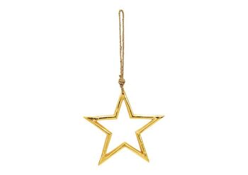 Étoile de suspension de Noël en métal, doré (L/H) 19x19cm