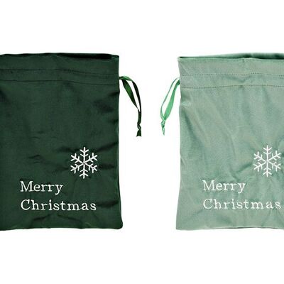 Sac, Joyeux Noël, en textile vert, 2 plis, (L/H) 14x20cm