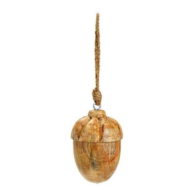 Nuez bellota colgante de madera de mango, natural (An/Al/Pr) 8x10x8cm