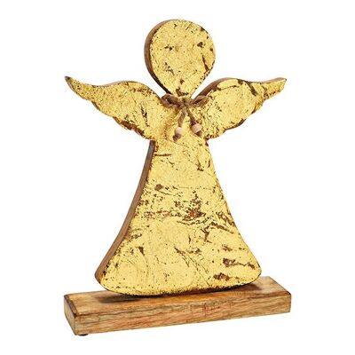Soporte de ángel de madera de mango dorado (An/Al/Pr) 25x33x7cm