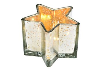 Lanterne étoile en verre argenté (L/H/P) 12x9x12cm