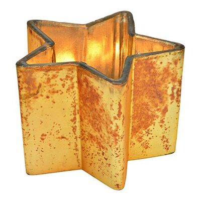 Windlicht Stern aus Glas Gold (B/H/T) 12x9x12cm