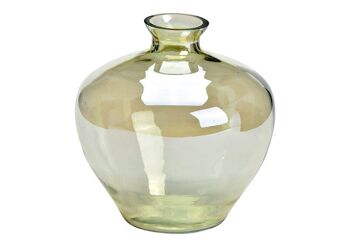 Vase en verre vert (L/H/P) 14x15x14cm