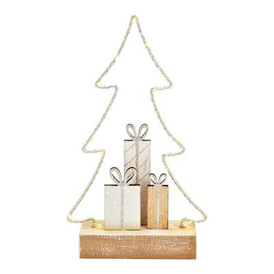 Aufsteller Tannenbaum mit LED Licht aus Holz/Metall Natur (B/H/T) 15x24x6cm