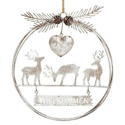 Cervo natalizio "Welcome" in metallo, argento (L/A/P) 19x22x3 cm