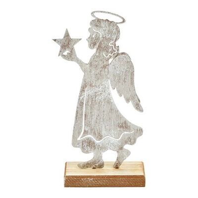 Supporto per angelo in legno/metallo argento (L/A/P) 12x22x5 cm