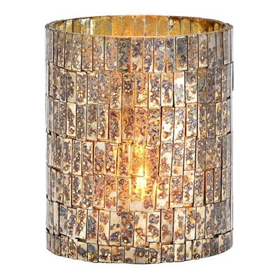 Windlicht Mosaik aus Glas Champagner (B/H/T) 10x12x10cm