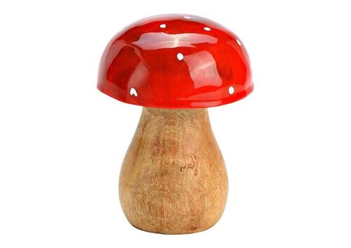 Pilz aus Mangoholz Rot (B/H/T) 6x10x6cm