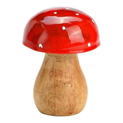 Fungo in legno di mango rosso (L/A/P) 6x10x6 cm