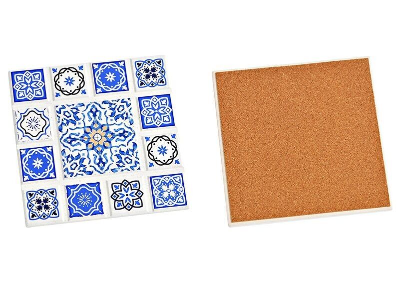 Untersetzer Dekor C aus Keramik, Kork Bunt (B/H) 16x16cm