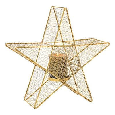 Farol, candelabro estrella de metal dorado (An/Al/Pr) 36x34x11cm