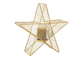 Lanterne, bougeoir étoile en métal doré (L/H/P) 36x34x11cm