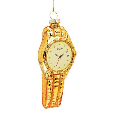 Reloj de pulsera colgante navideño de cristal, dorado (An/Al/Pr) 5x11x3cm