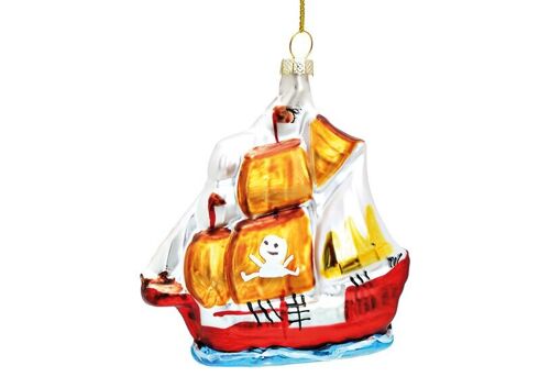 Weihnachtshänger Piratenschiff aus Glas, Bunt (B/H/T) 9x10x4cm