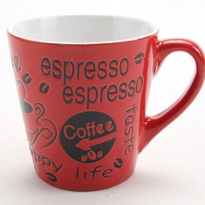 Taza de café expreso de loza roja (An/Al/Pr) 8x8x8cm