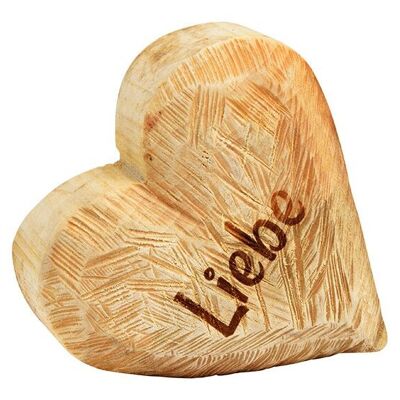 Cuore in legno di pioppo, amore, naturale (L/A/P) 15x15x8 cm