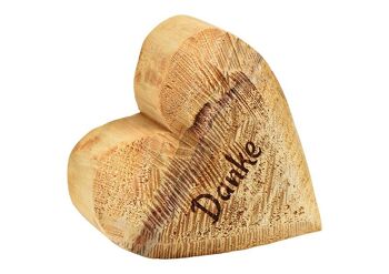 Coeur en bois de peuplier, merci, naturel (L/H/P) 15x15x8cm