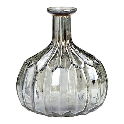 Vase aus Glas Grau (B/H/T) 14x16x14cm