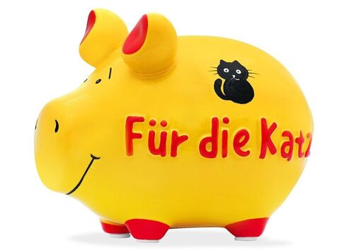 Spardose KCG Kleinschwein, Für die Katz aus Keramik Gelb (B/H/T) 12,5x9x9cm