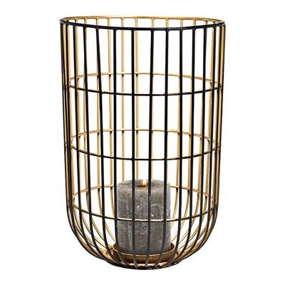 Farol, candelabro de metal negro, dorado (an/al/pr) 20x30x20cm