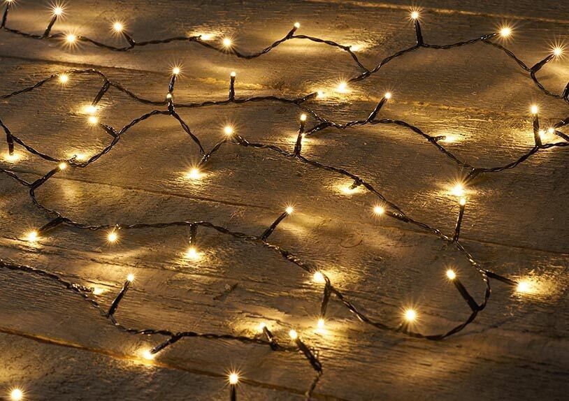 Led Ricelight 160l/8m Led Warm Weiß - 2m Zuleitung Schwarz - Inn-aus - Ip44 Transfo An/ 8/16s Timer / Aus / Dimmer