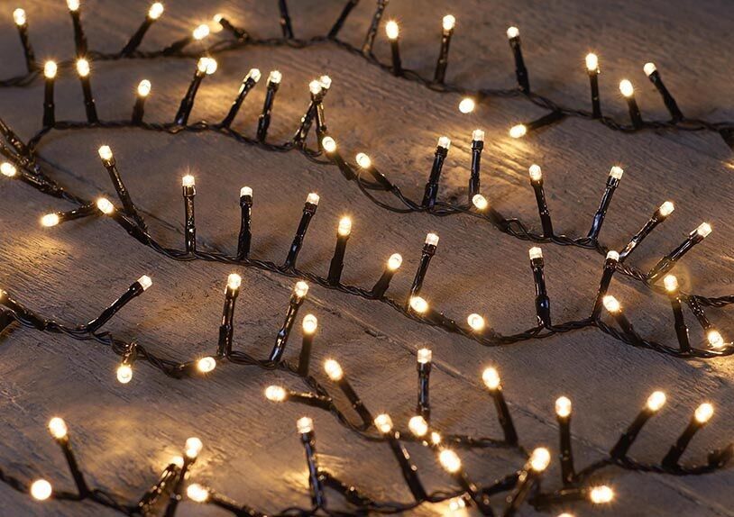 Led Ivy 700l/16m Warm Weiß 4m Zuleitung Schwarz / Ip44 Transfo An/ 8/16s Timer / Aus / Dimmer