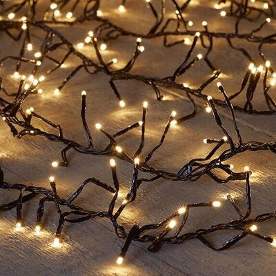 1.6-1.9m Treecluster 10m/768led Bianco caldo - 4m Cavo nero - Trasformazione Inn-out Ip44 On/Timer 8/16s/Off/Dimmer