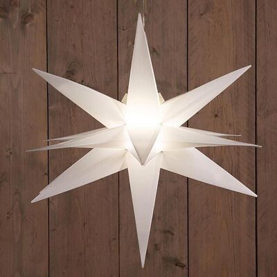 3D Star White 60cm / 10led bianco caldo / cavo trasparente 1,5m / 3xAA con timer 6/18h Ip44