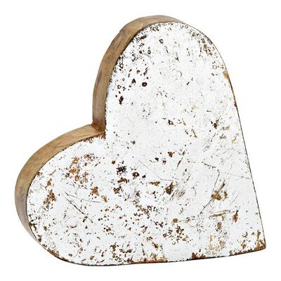 Cuore in legno di mango argento (L/A/P) 18x18x4 cm