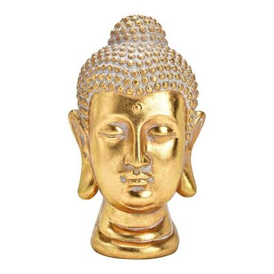 Testa di Buddha in poliestere, oro (L/A/P) 19x30x17 cm