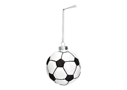 Weihnachtshänger Fußball aus Glas, Schwarz/Weiß Ø7cm