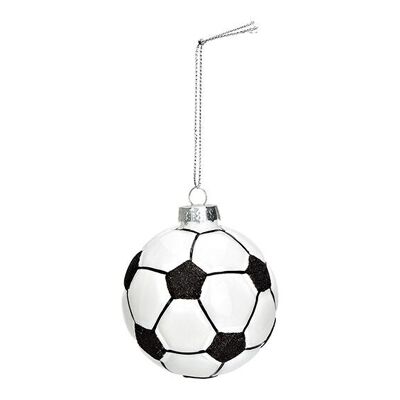 Pallone natalizio da appendere in vetro, bianco/nero Ø7cm