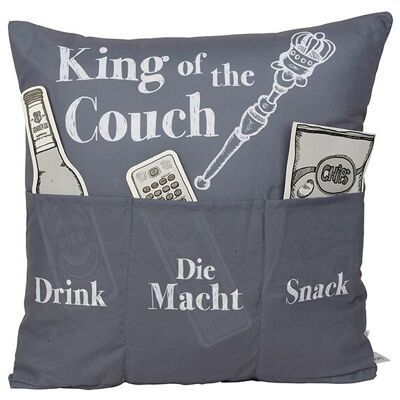 Cuscino, eroi del divano, re del divano, in tessuto grigio (L/A/P) 40x40x8 cm