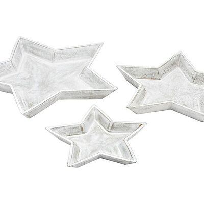 Set di piatti stella in legno bianco, set da 3, (L/A/P) 39x3,5x39 cm 32x3x32 cm 24x2,5x24 cm