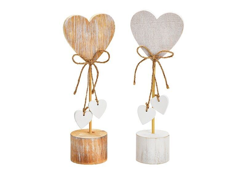 Supporto a cuore in legno bianco, naturale 2 volte (L/A/P) 8x22x5 cm