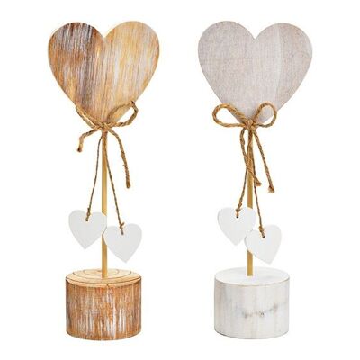 Supporto a cuore in legno, bianco, naturale, 2 volte (L/A/P) 10x28x6 cm