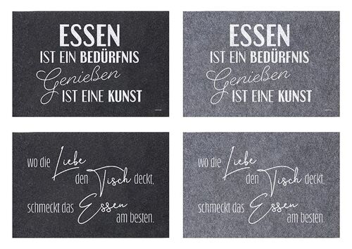 Tischset mit Spruch aus Filz Grau 4-fach, (B/H) 45x30cm