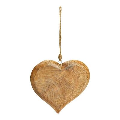 Cuore da appendere in legno di mango naturale (L/A/P) 20x20x2 cm