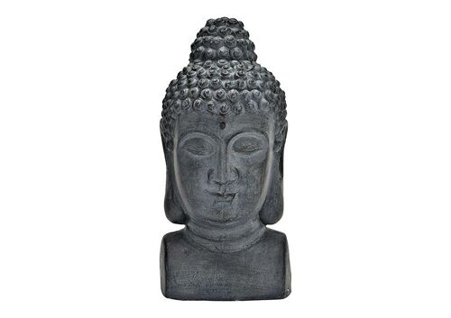 Buddha Kopf aus Poly Grau (B/H/T) 15x31x16cm