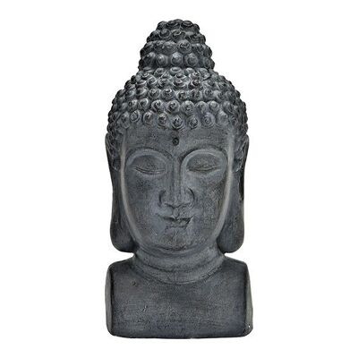 Buddha Kopf aus Poly Grau (B/H/T) 15x31x16cm