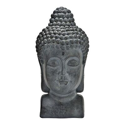 Testa di Buddha in poliestere grigio (L/A/P) 25x50x25 cm