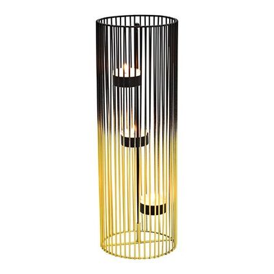 Portavelas para 3 velas de metal negro/dorado (An/Al/Pr) 12x34x12cm