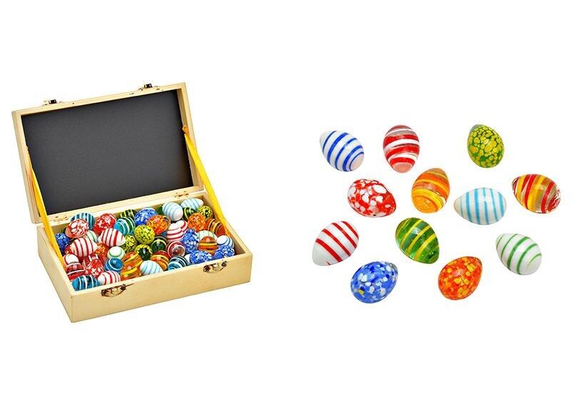 Uova di Pasqua in vetro colorato, 12 volte, (L/A/P) 2x3x2 cm