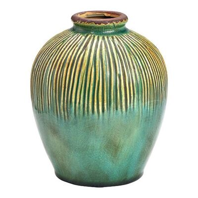 Jarrón de cerámica verde (An/Al/Pr) 15x19x15cm
