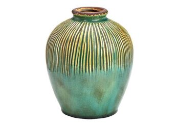 Vase en céramique verte (L/H/P) 15x19x15cm