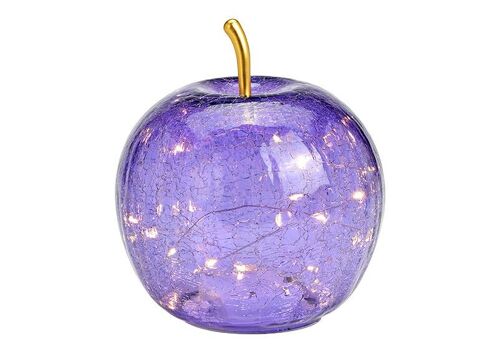 Apfel mit 20er LED mit Timer aus Glas Helllila (B/H/T) 16x17x16cm