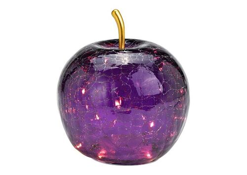 Apfel mit 20er LED mit Timer aus Glas Dunkellila(B/H/T) 16x17x16cm